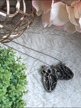 NWOT Peggy Skemp Artisan Solid .925 Silver Anatomical Heart Locket Necklace